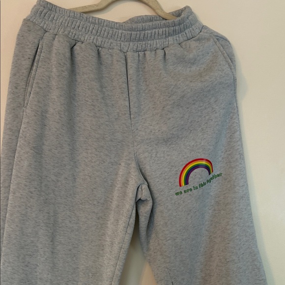Ci Sono Gray Track Pants with Rainbow Accent - Picture 1 of 5